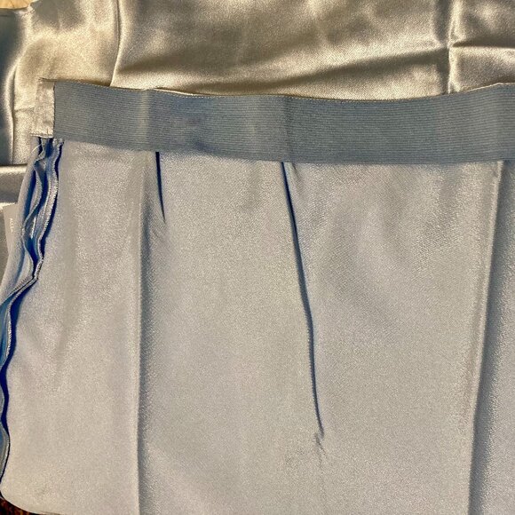 NWT, SZ XL (see measurements) Silky Satin Midi Slip Skirt, Ice Blue - Picture 2 of 4